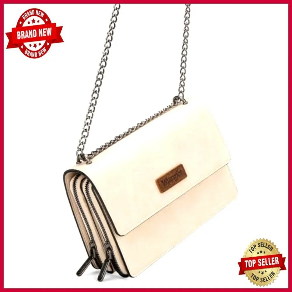 Vintage Flap Crossbody Purse with Chain Strap, Multiple Pockets